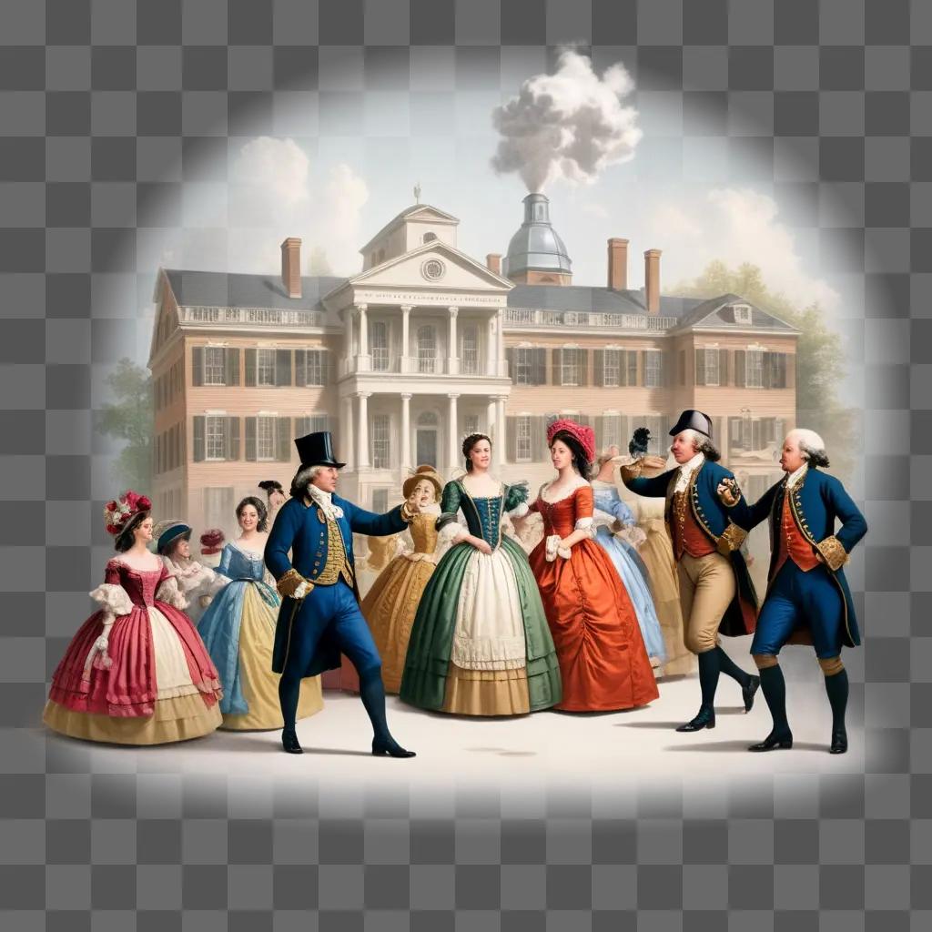 18th century dance in a grand ballroom