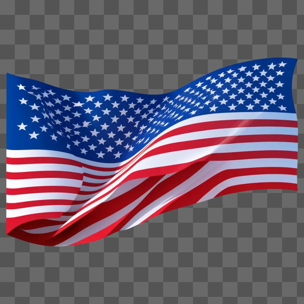 3D US flag with stars on a purple background