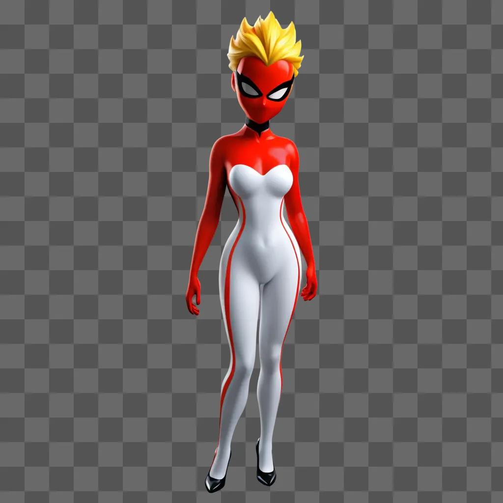 3D animated superhero girl with red hair and a white bodysuit