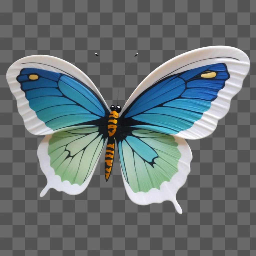 3D butterfly design against a blue background