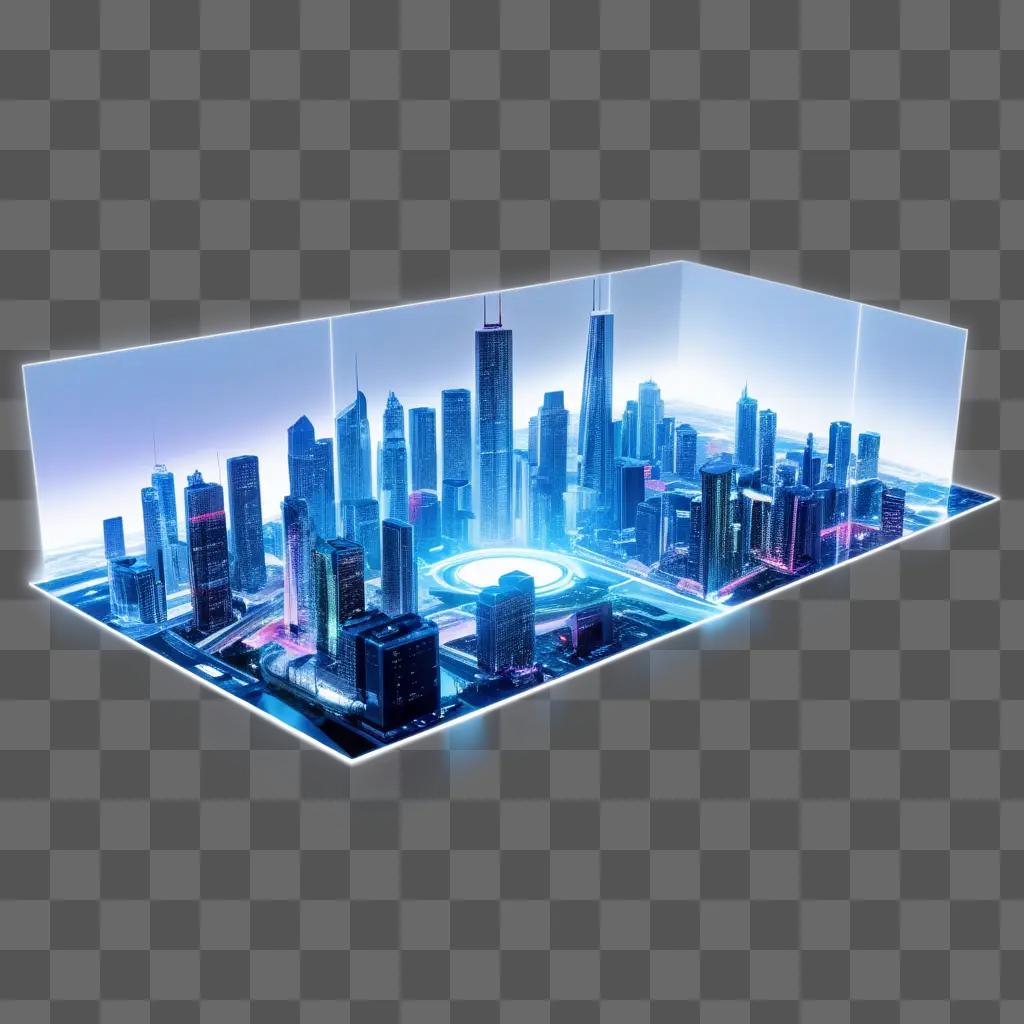 3D cityscape with city lights