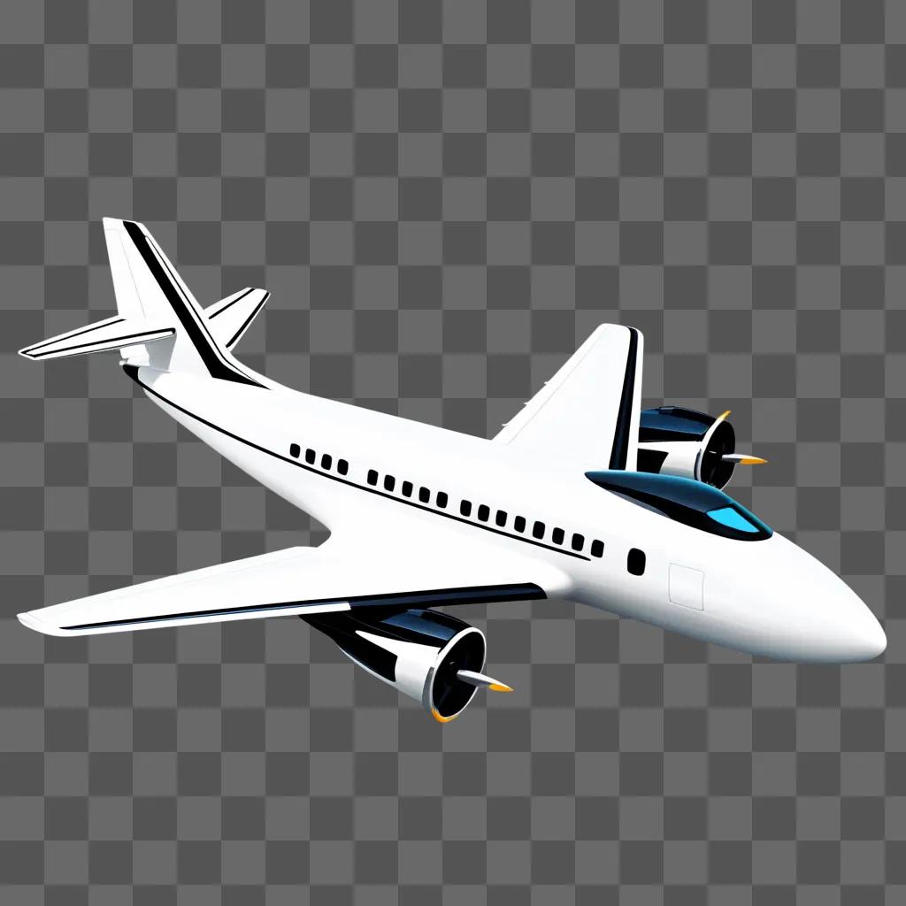 3D clipart airplane in a gray background