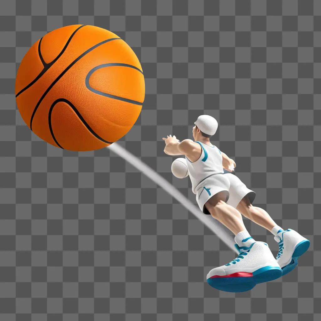 3D depiction of a basketball player in midair