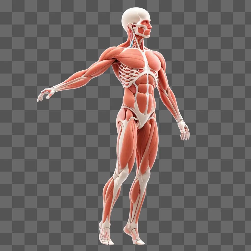 3D depiction of a human body and its muscles