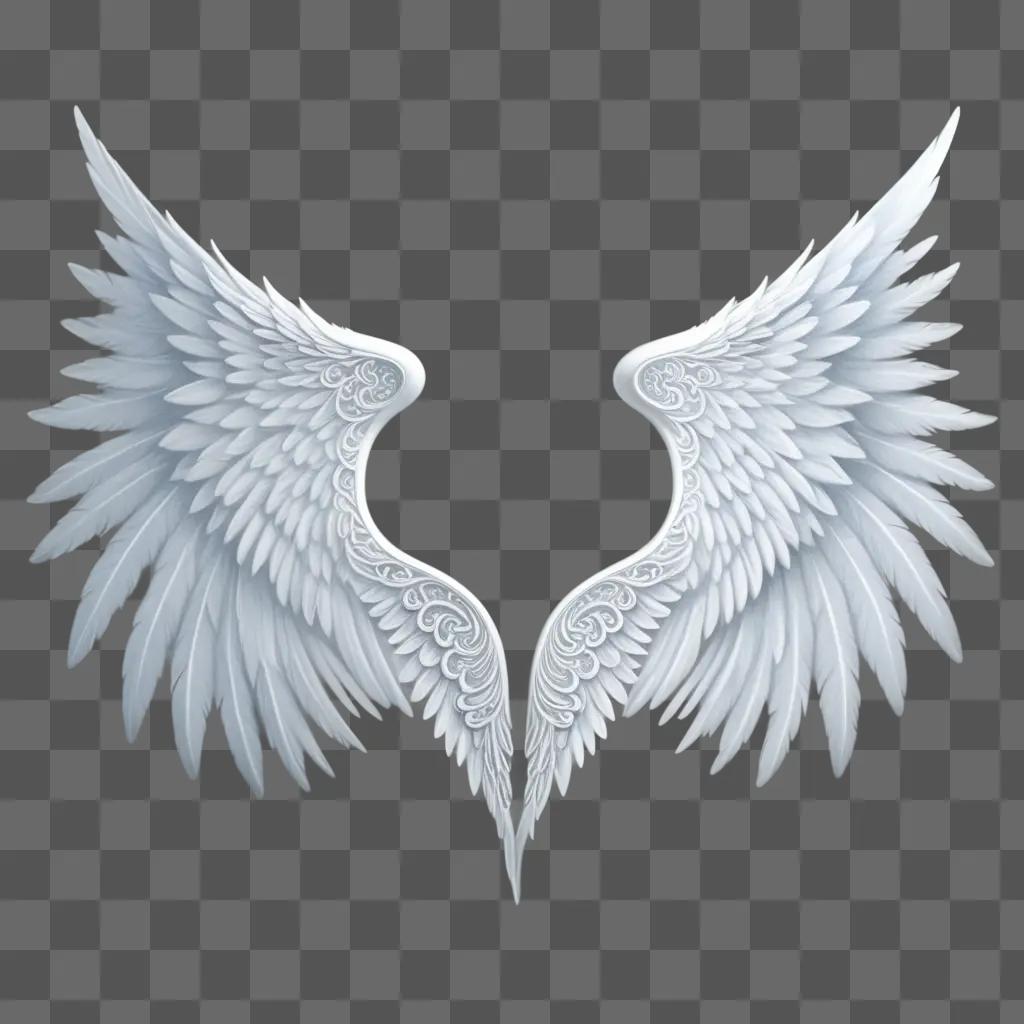 3D drawing of angel wings in white and gold