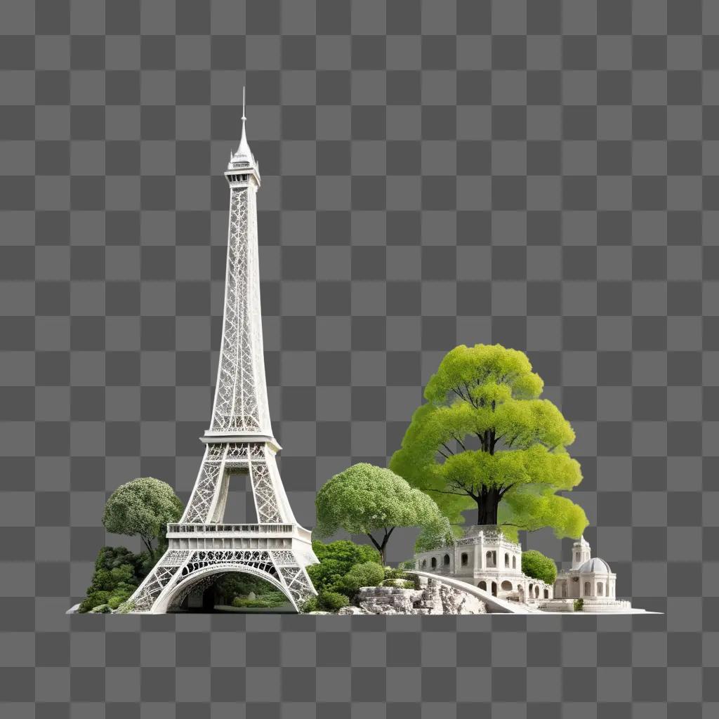 3D image of Eiffel Tower in Paris