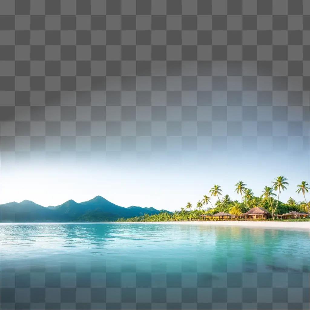 3D image of a beach with a rainbow