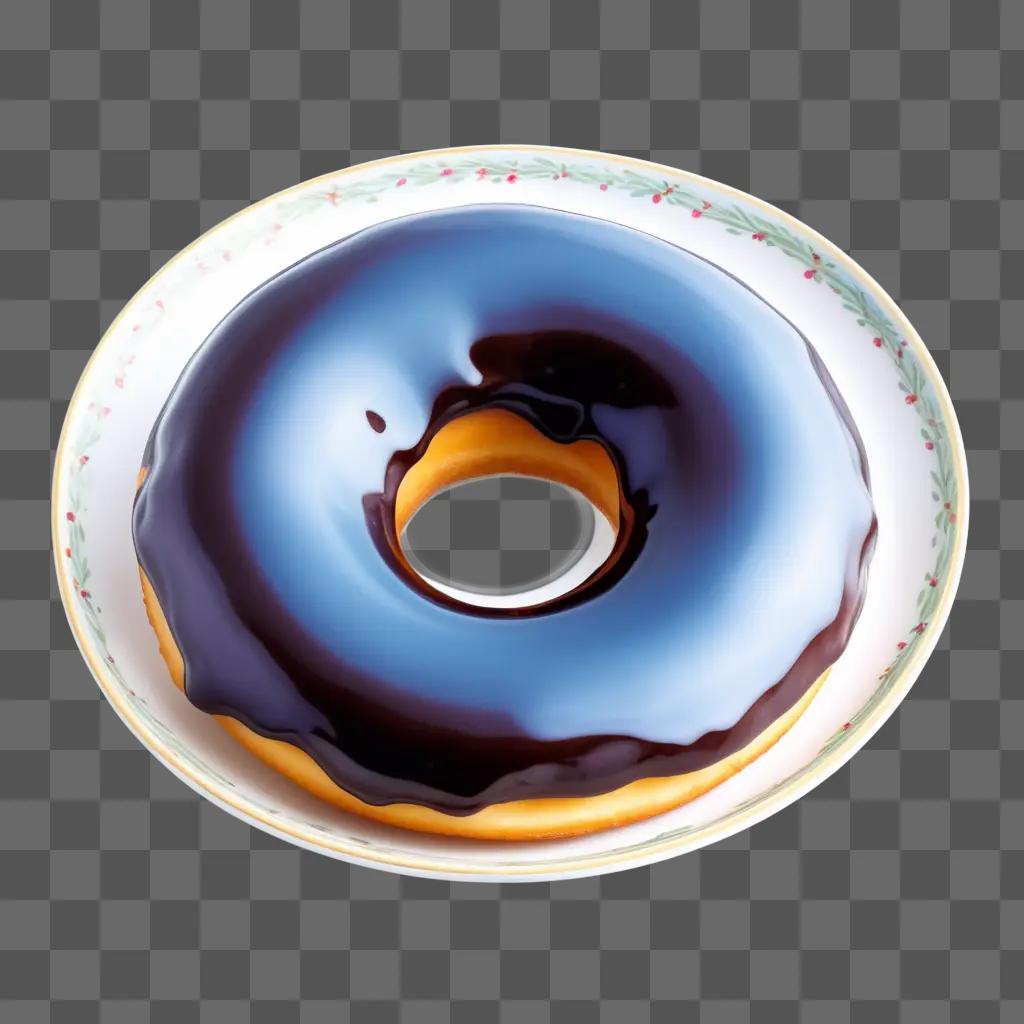 3D image of a glazed donut on a plate