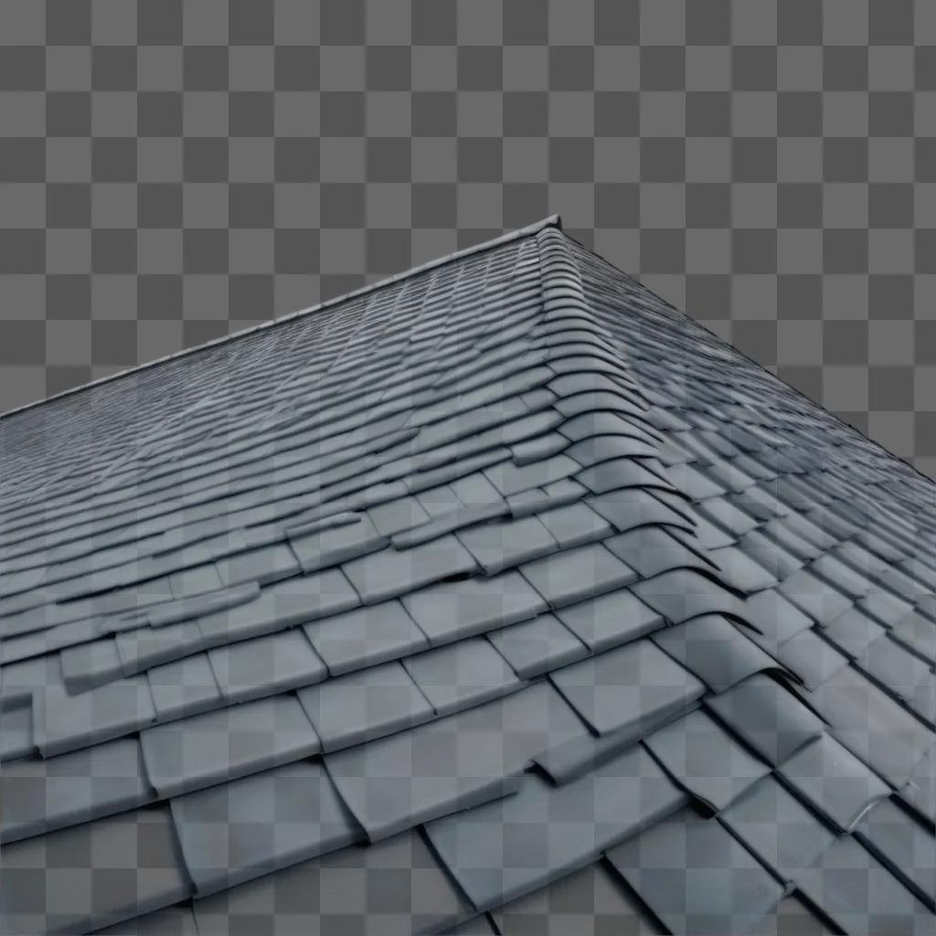 3D model of a blue roof with tiles