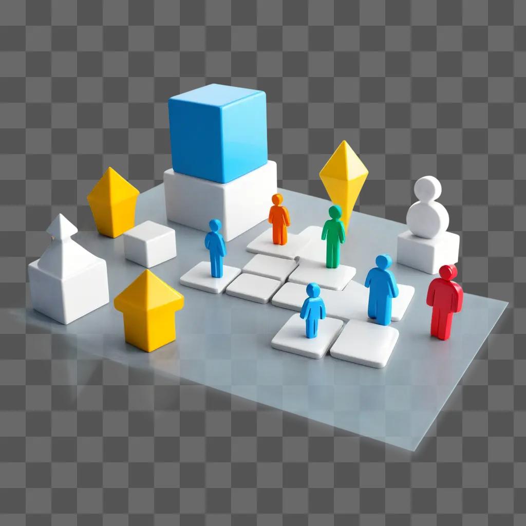 3D model of a group of people playing Risk