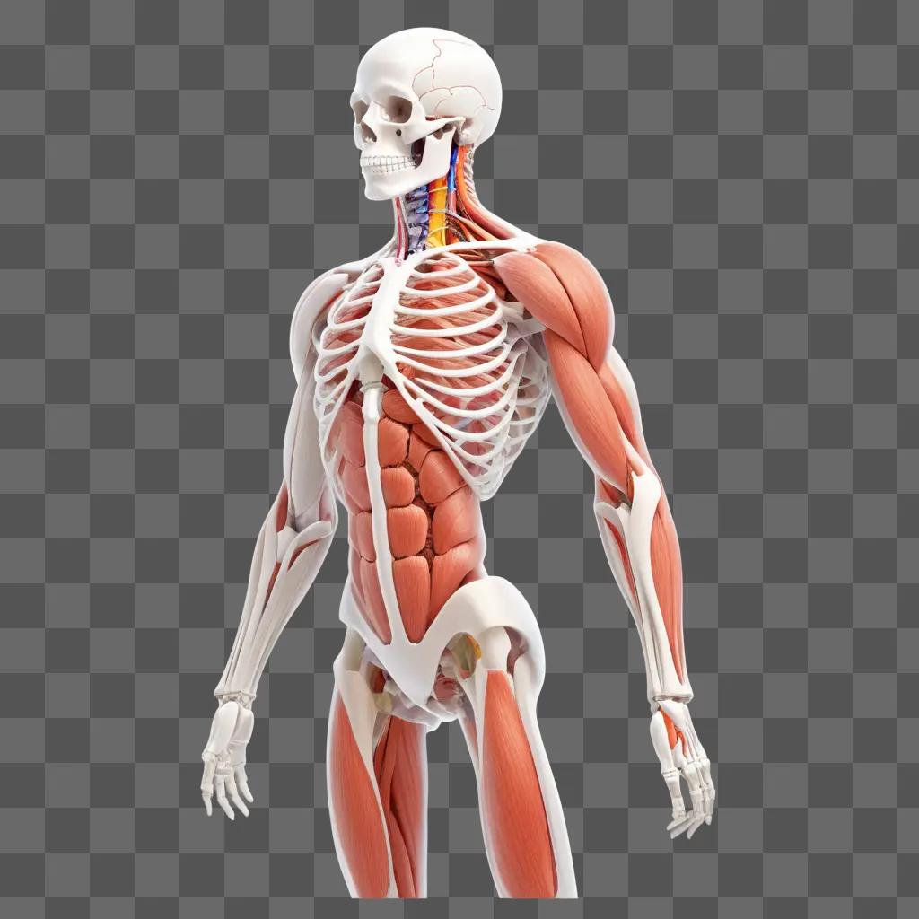 3D model of a human bodys muscles and bones