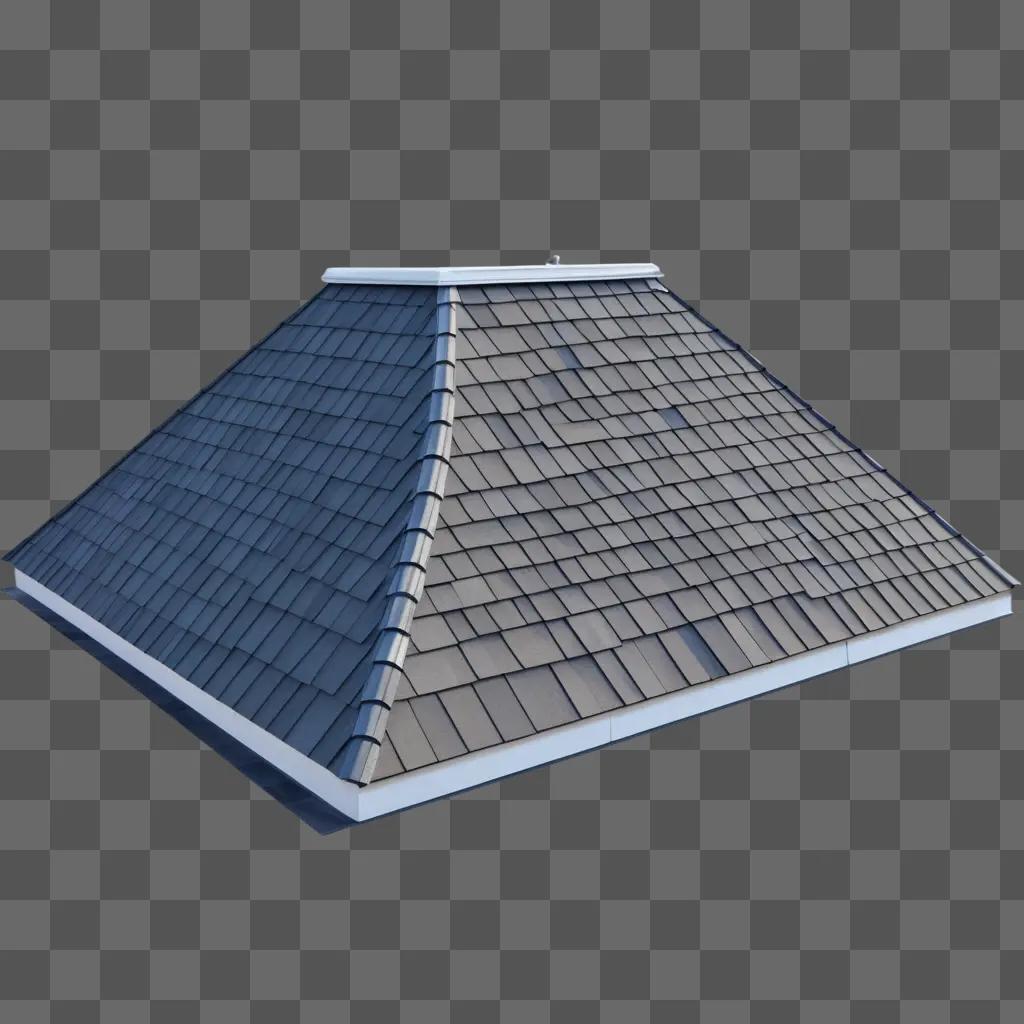 3D model of a roof with a white border and a white ridge