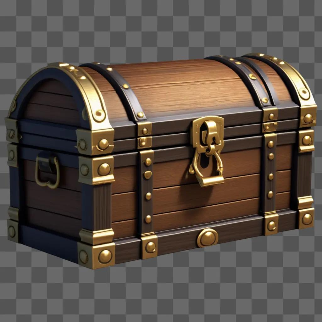 3D model of a treasure chest with gold accents