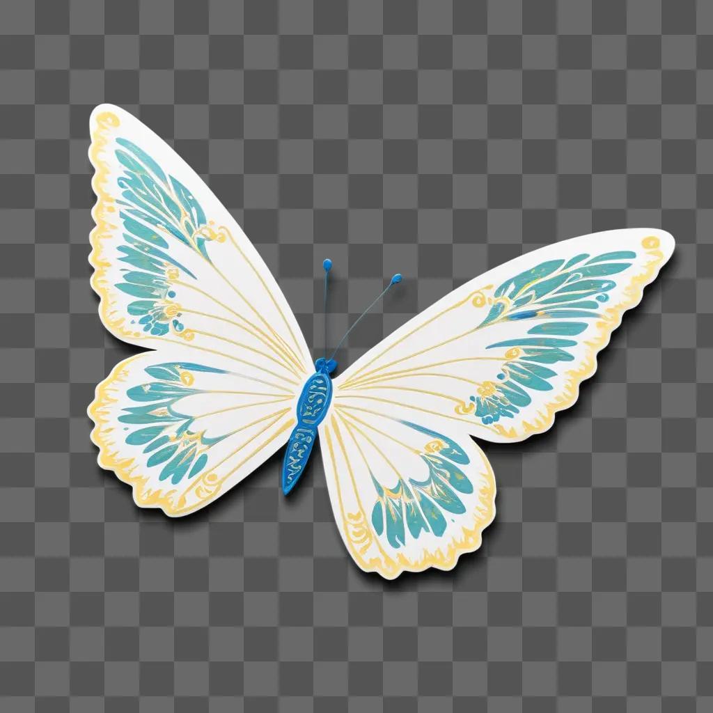 3D rendered butterfly with blue wings