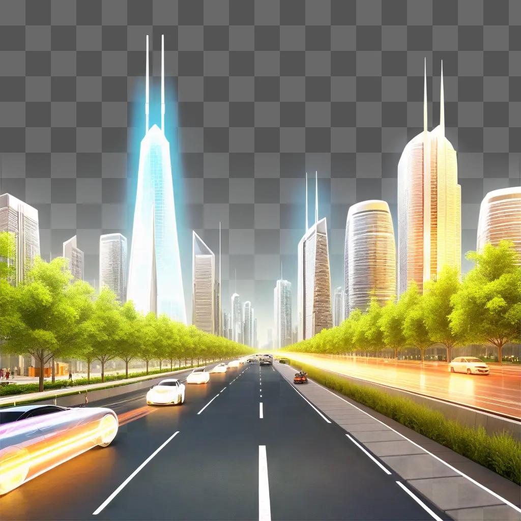 3D rendered image of a city street