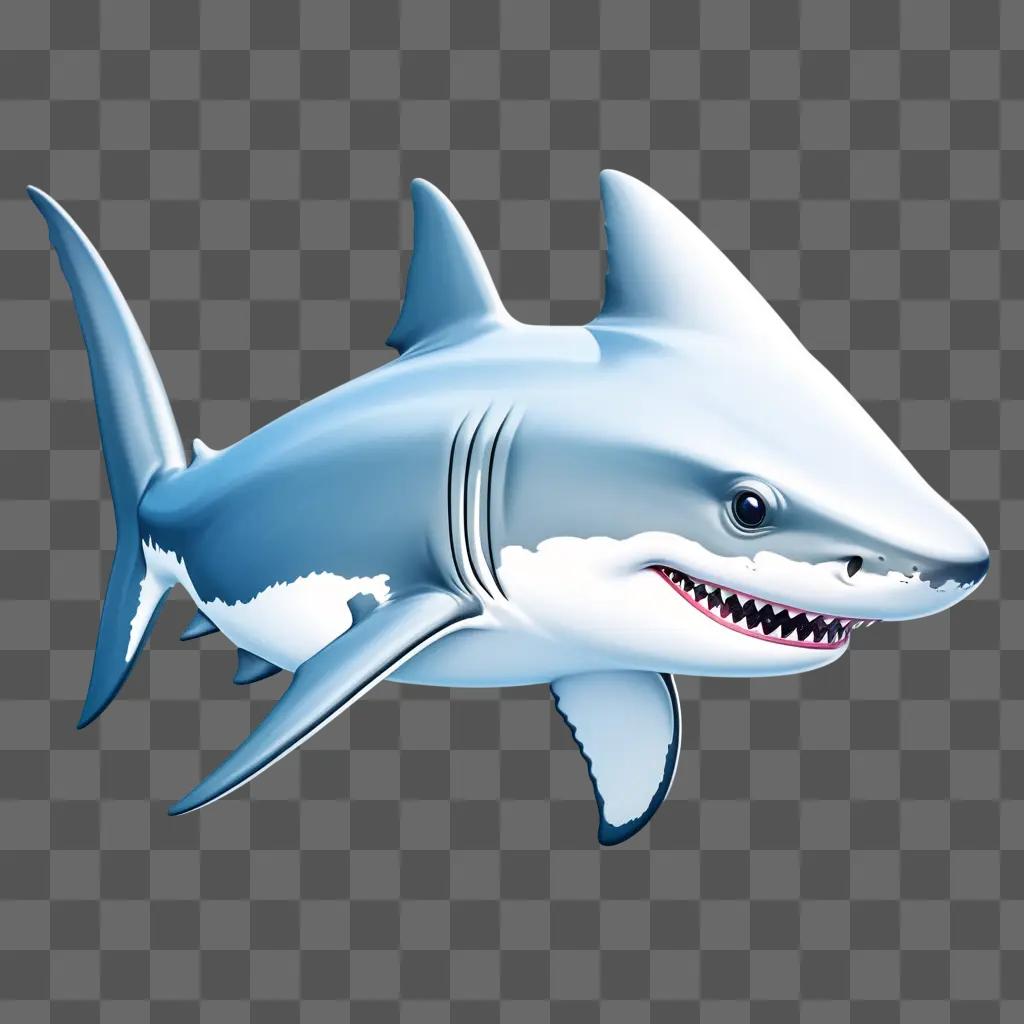 3D rendering of a blue shark with a pink mouth