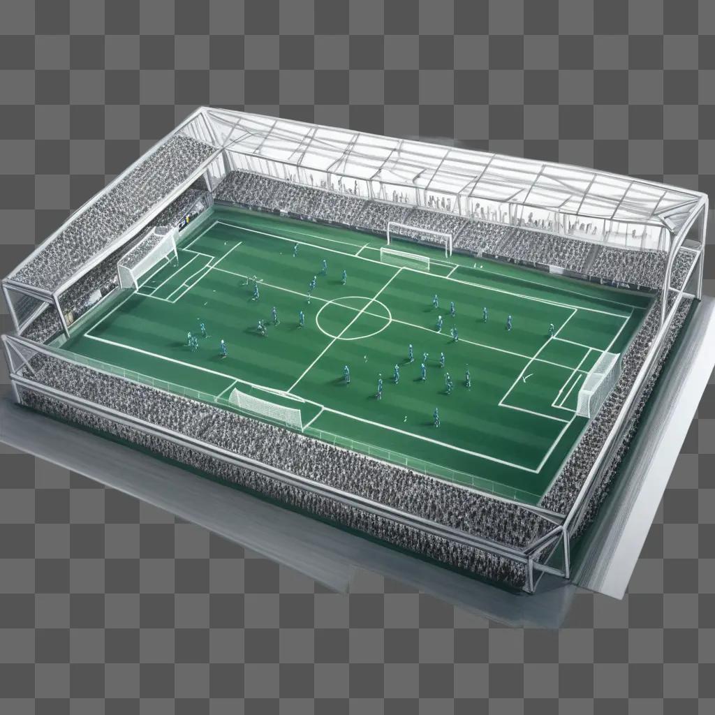 3D rendering of a football stadium drawing