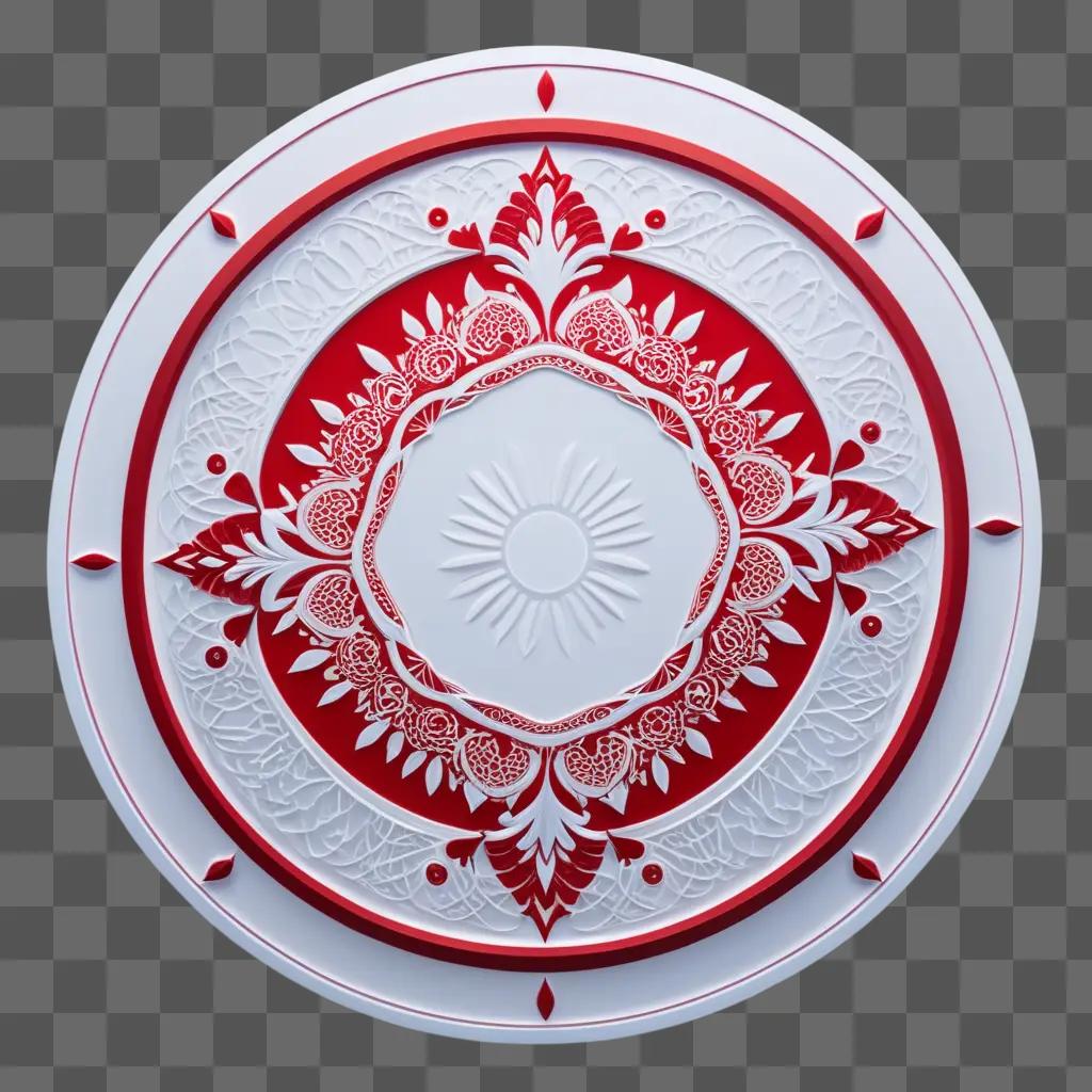 3D rendering of a red and white circular design