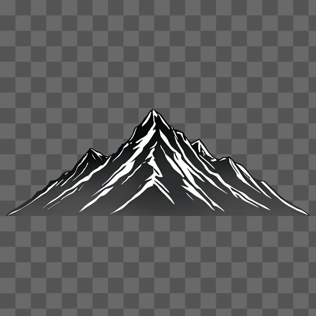 3D simple mountain drawing with white outline