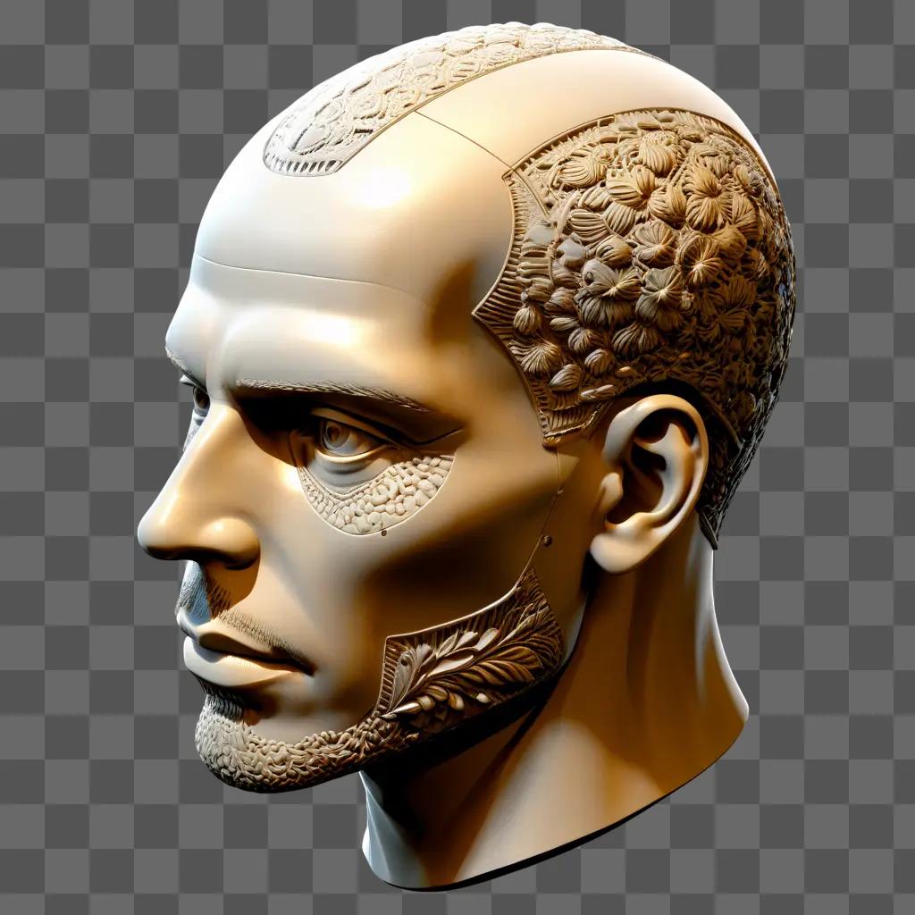 3d rendering of a mans head with a beard