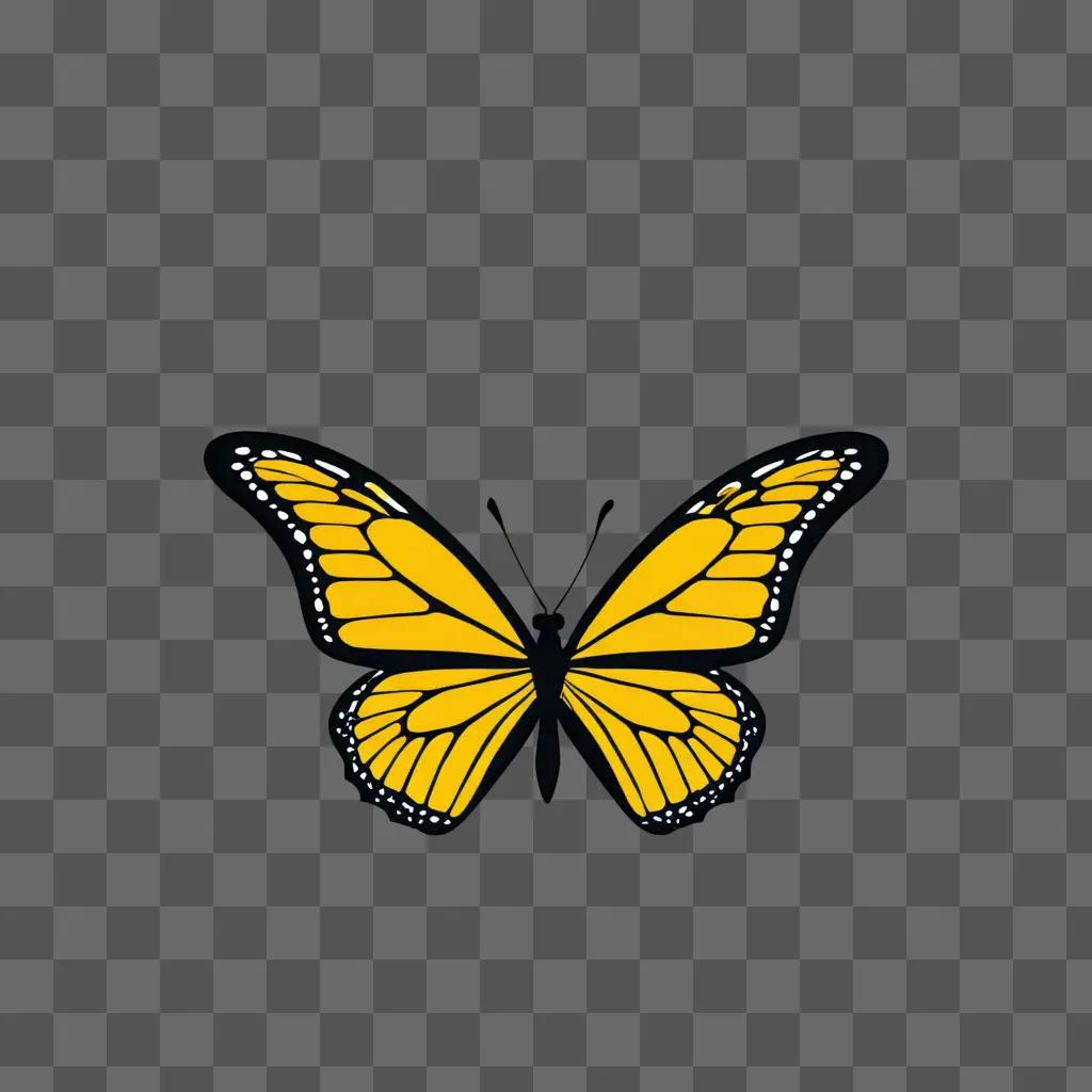 A 3D rendering of a yellow butterfly on a dark background