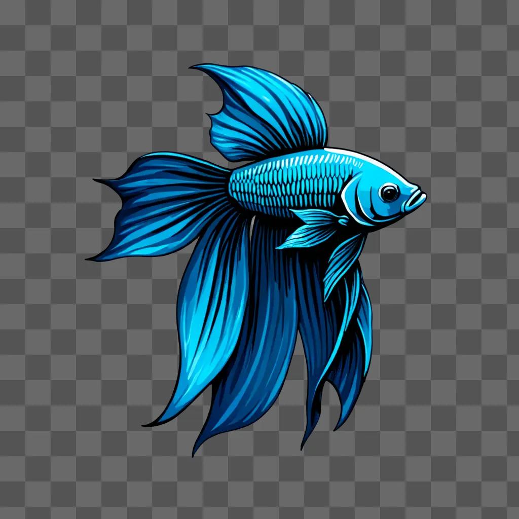 A Betta fish drawing on a dark blue background