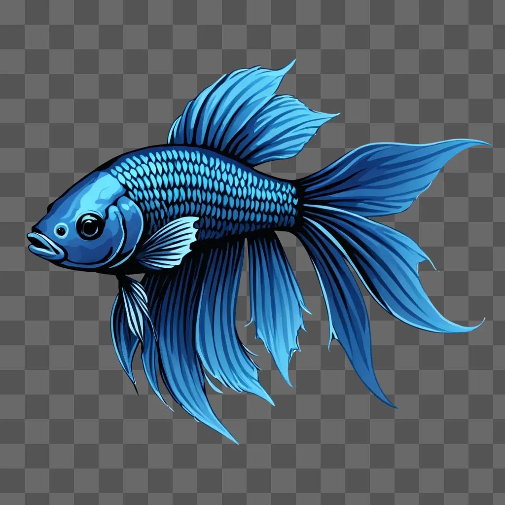 ベタの魚は青い色で描かれています