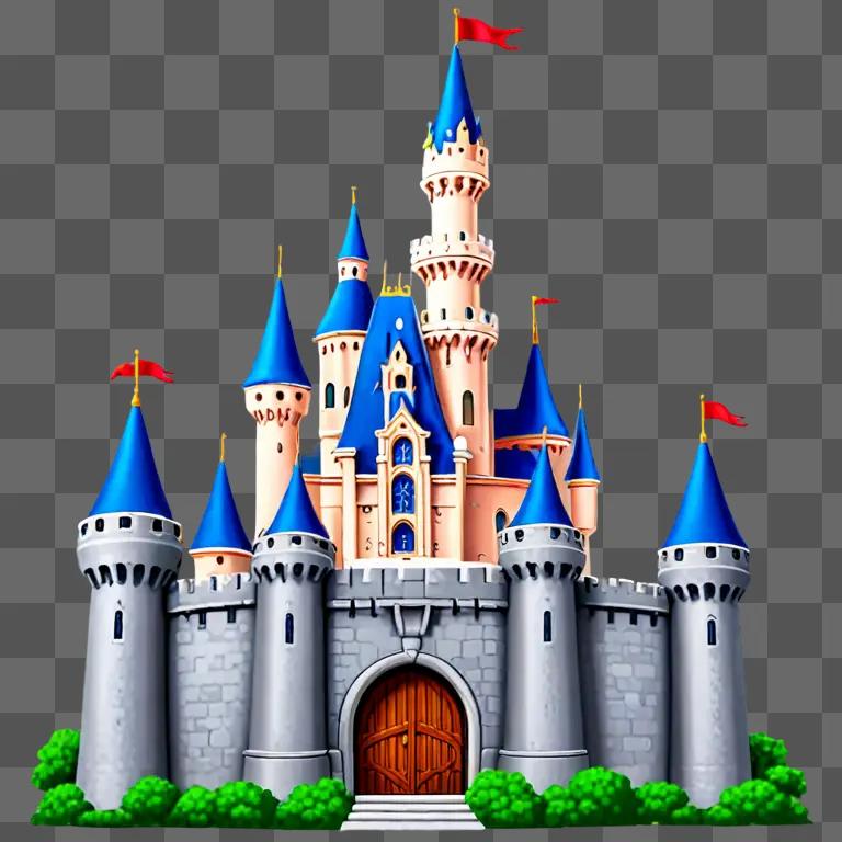 A Disney castle with a red flag