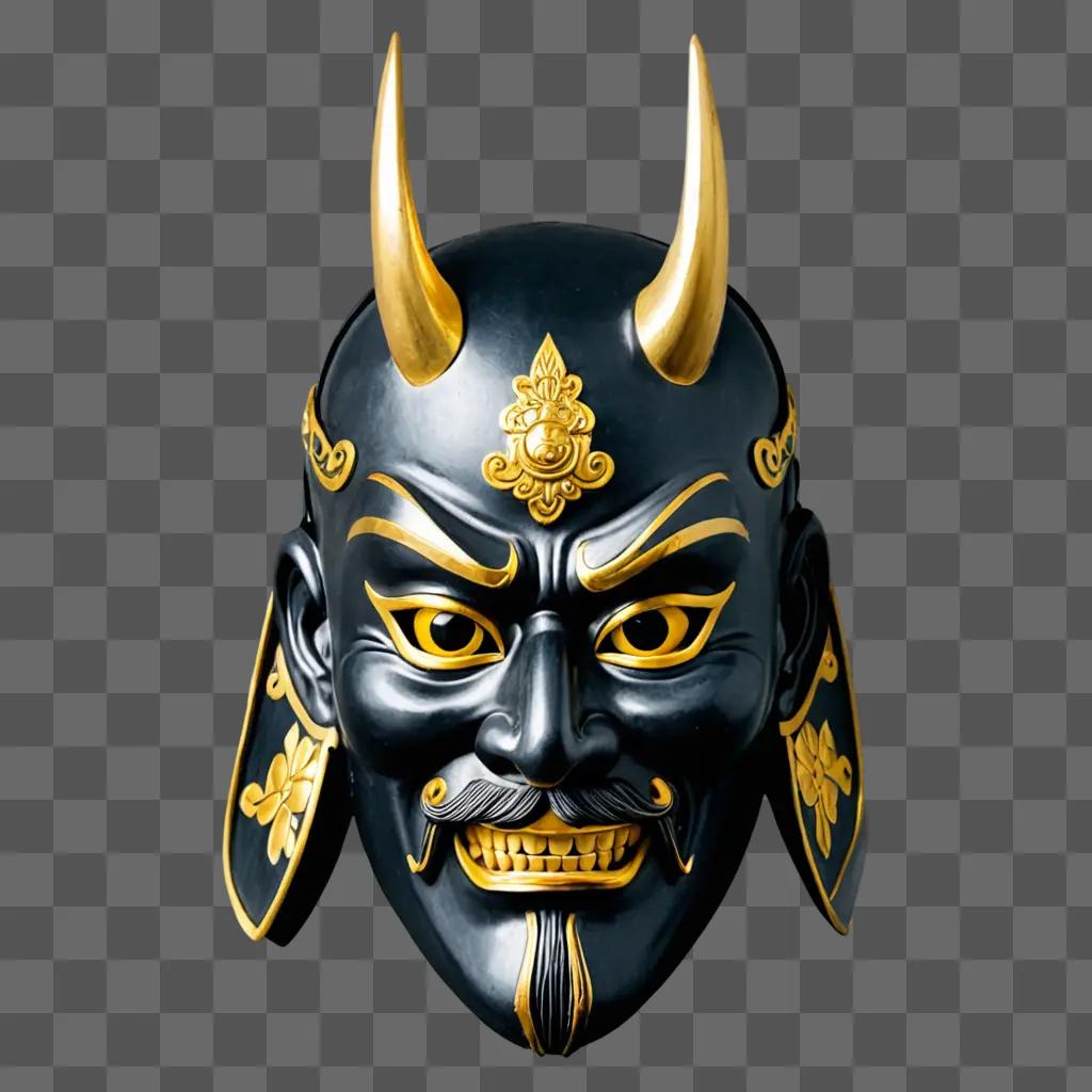 A Japanese Samurai Mask with horns and a face