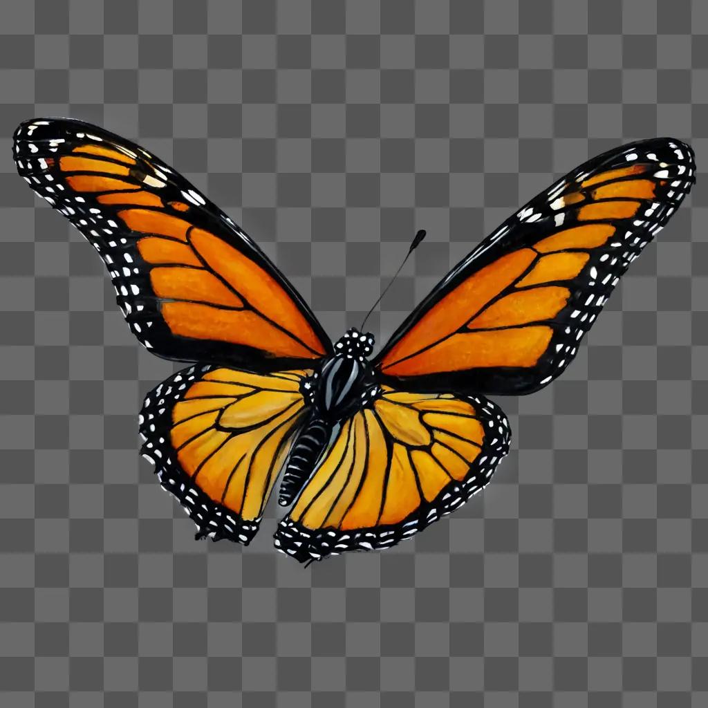 A Monarch butterfly with orange and black wings