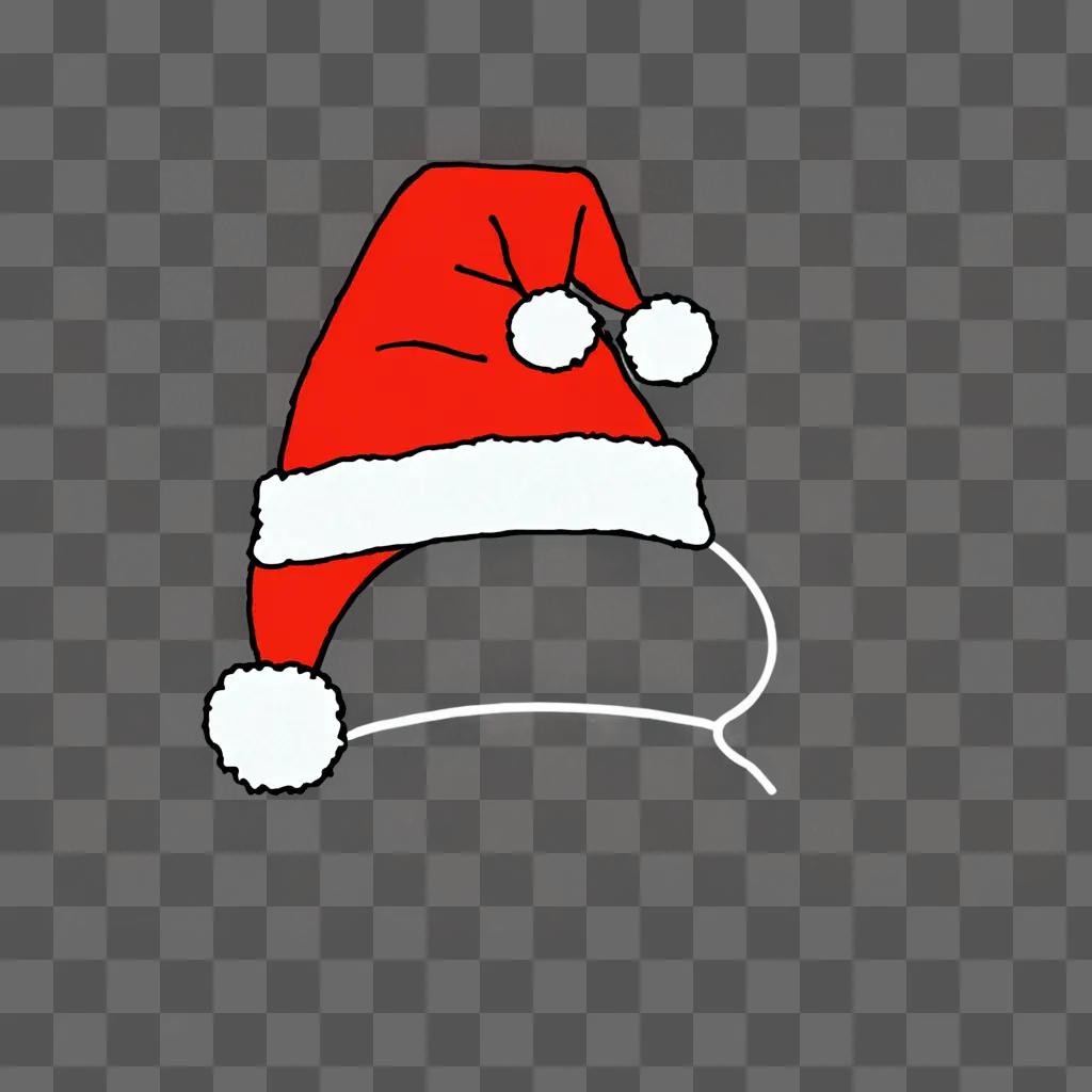 A Santa hat drawing with neon lighting