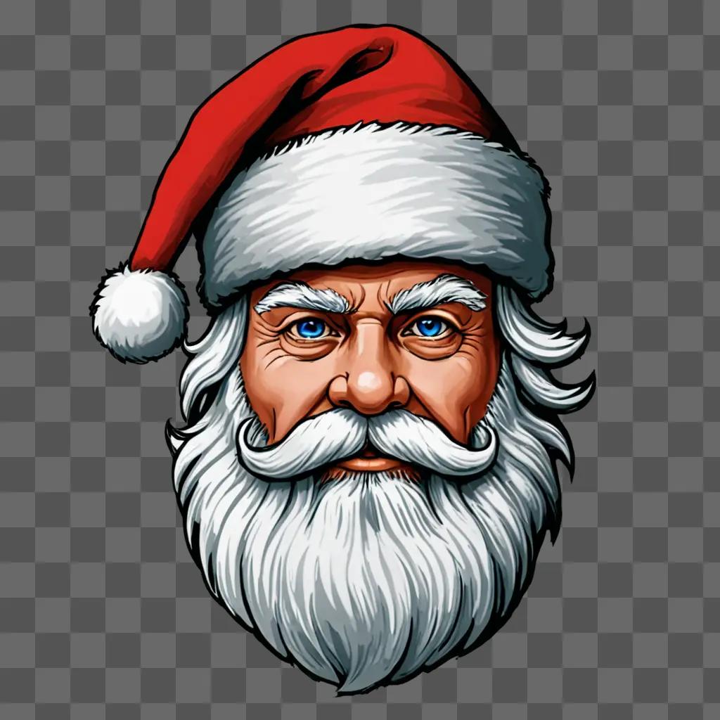 A Santa hat drawing with red and blue