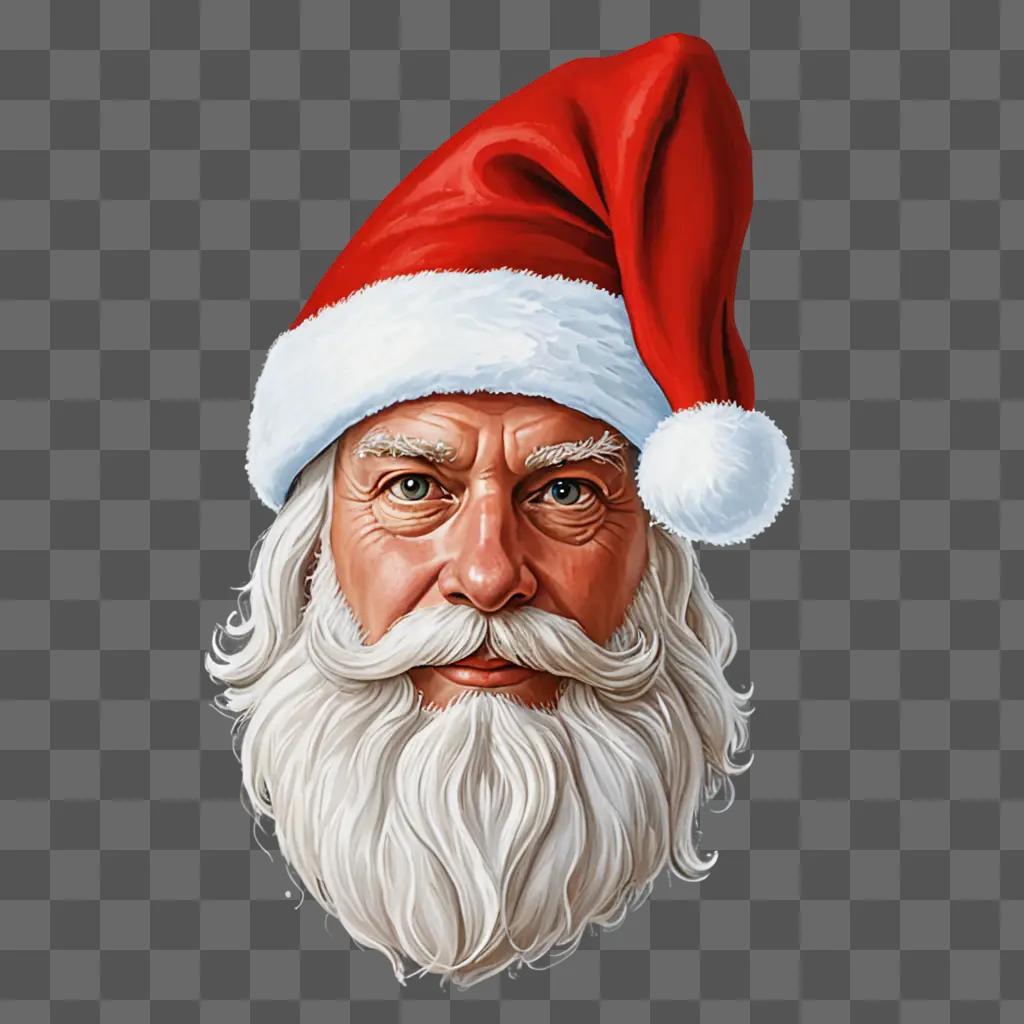 A Santa hat is illustrated on the face of an old man