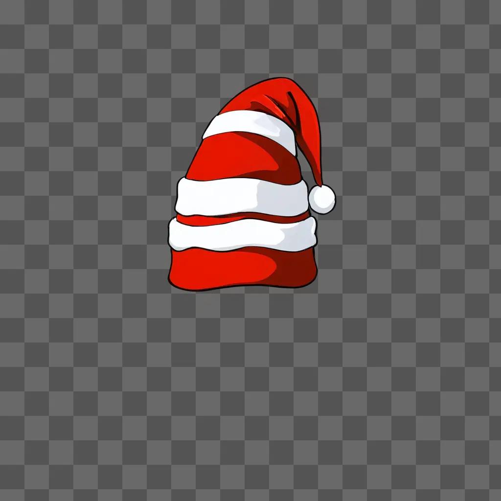 A Santa hat sketch with white trim on red background