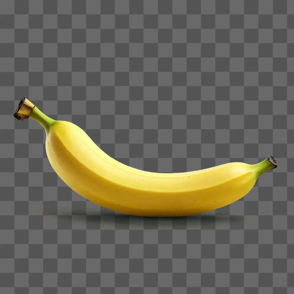 A banana drawn in realistic style on a yellow background