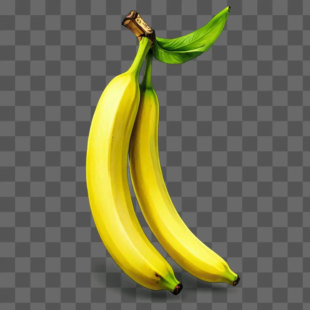 A banana sketch with a green leaf on top