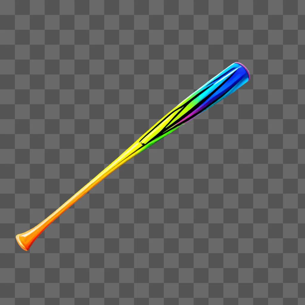 A baseball bat is colored with a rainbow light effect