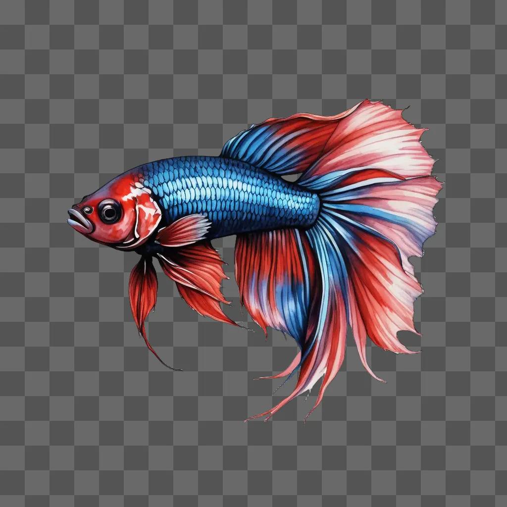 A beautiful betta fish drawing with vibrant colors