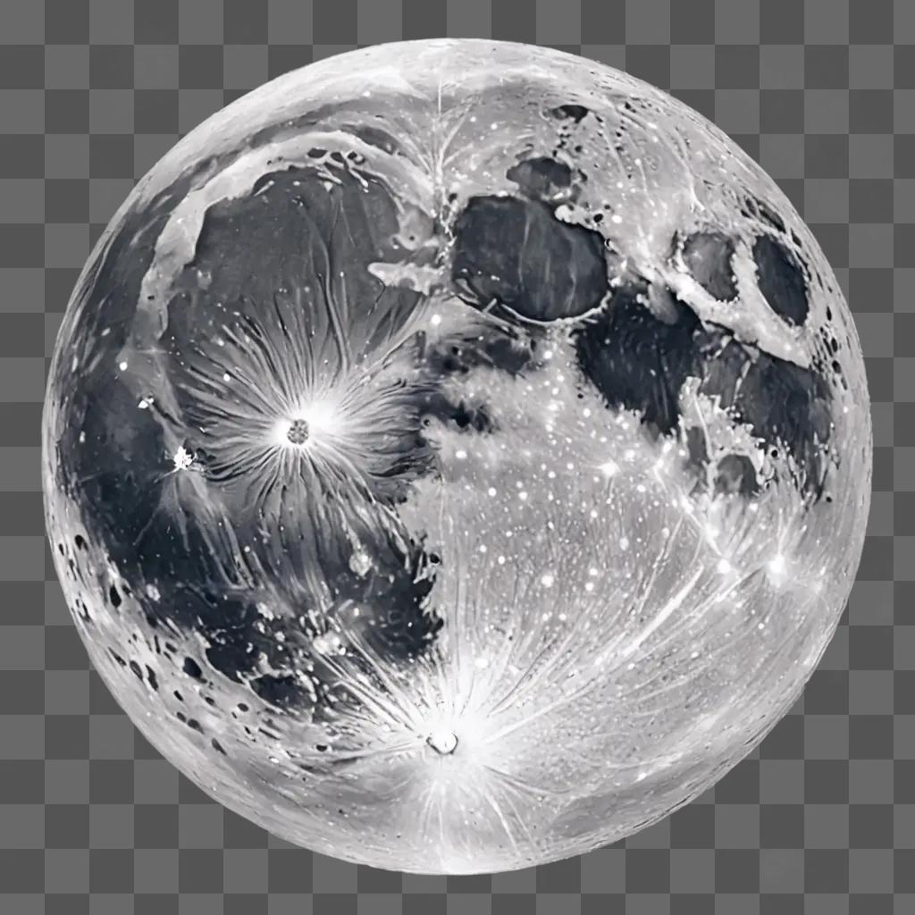 A beautiful black and white moon drawing