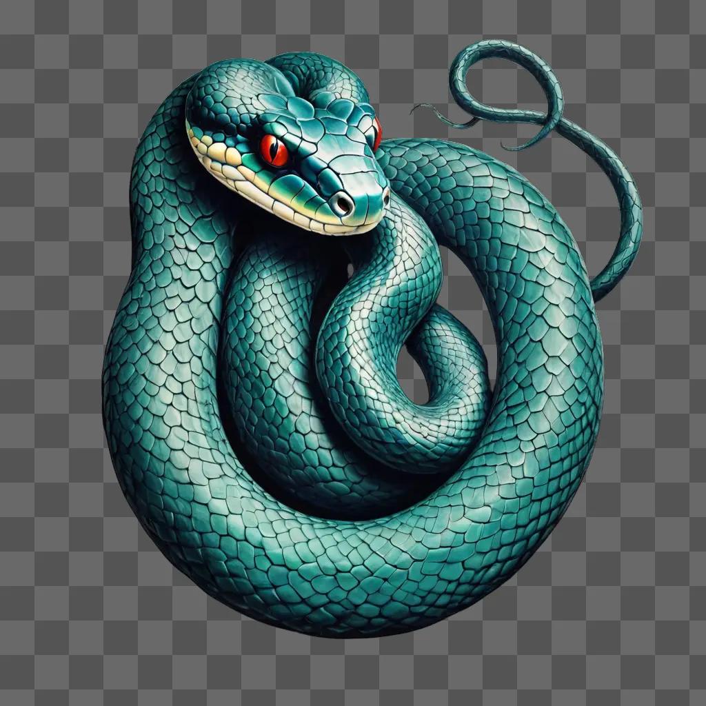 A beautiful blue snake drawing on a black background