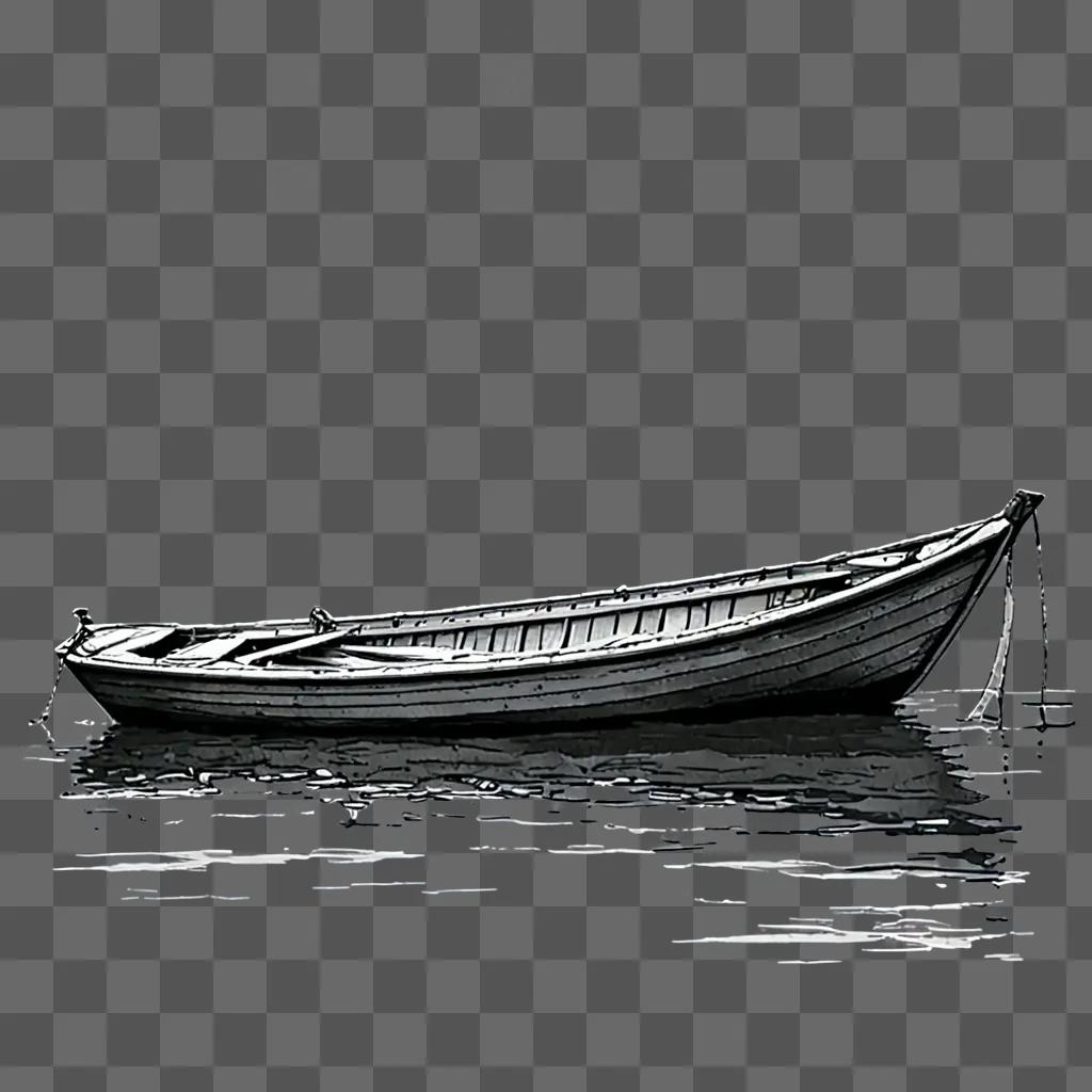 A beautiful boat drawing on a gray surface