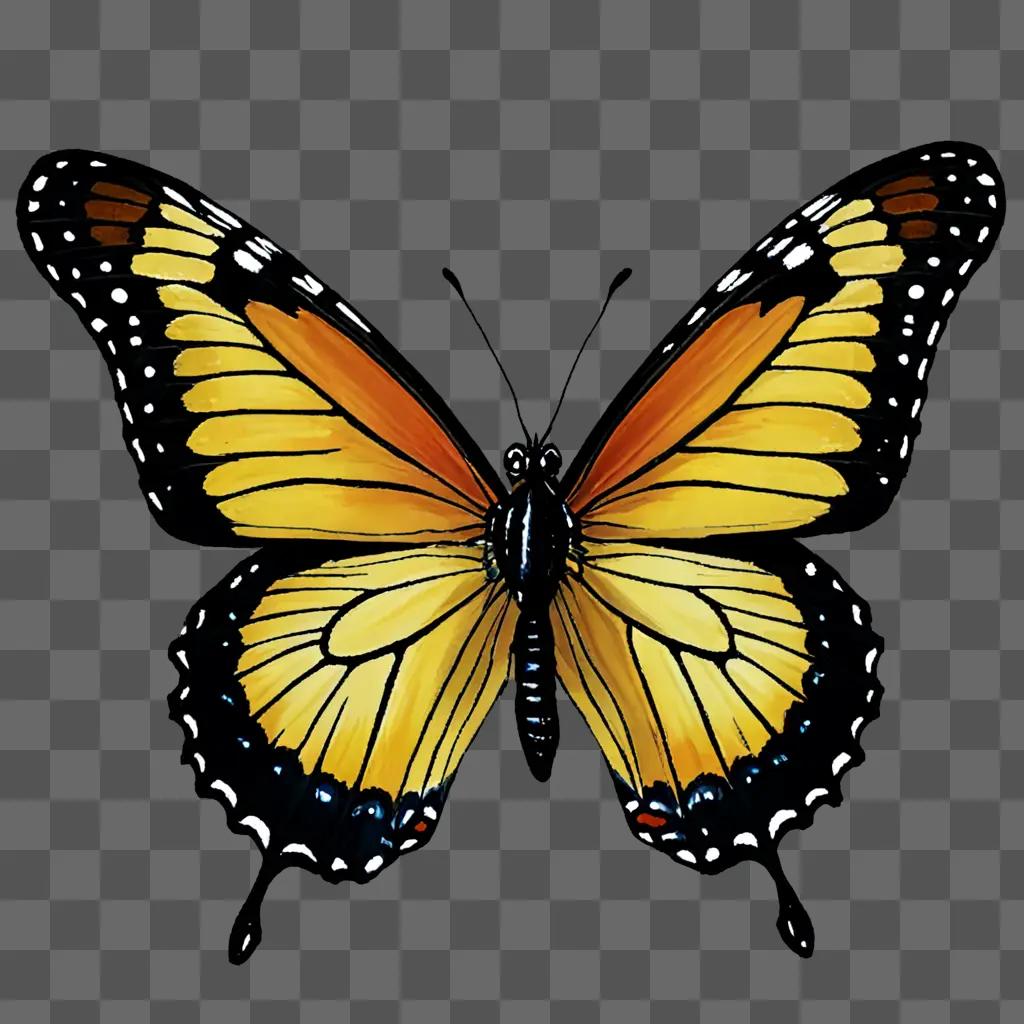 A beautiful butterfly drawing on a dark background