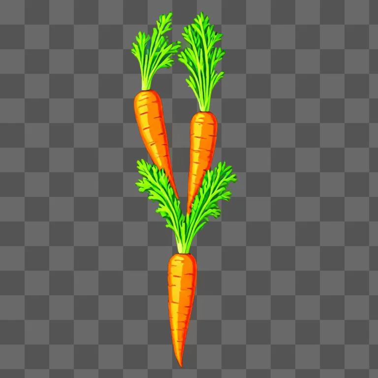 A beautiful carrot drawing is on a green background