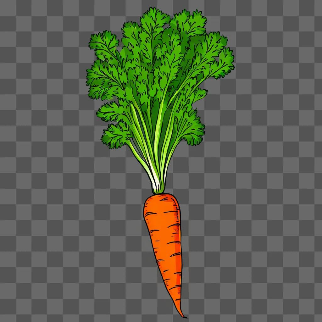 A beautiful carrot drawing on a green background