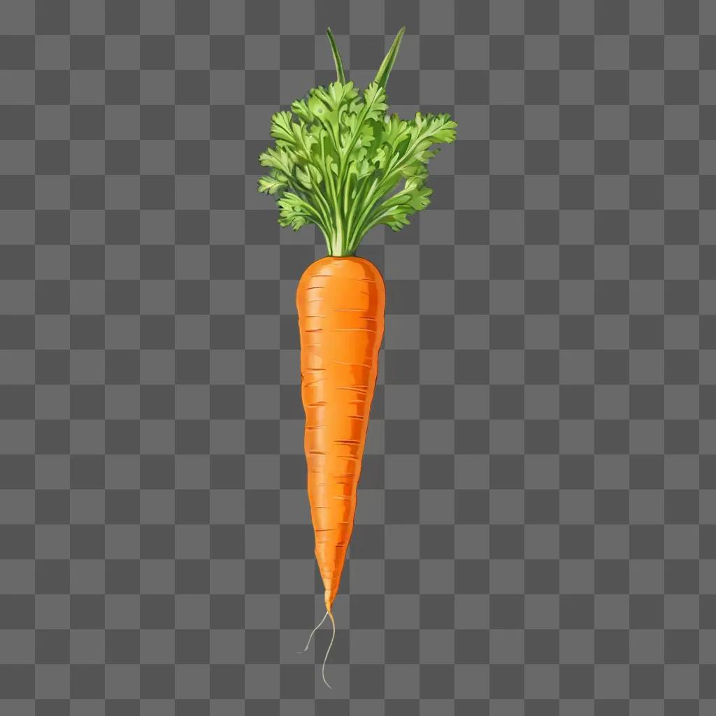 A beautiful carrot drawing with a green leaf