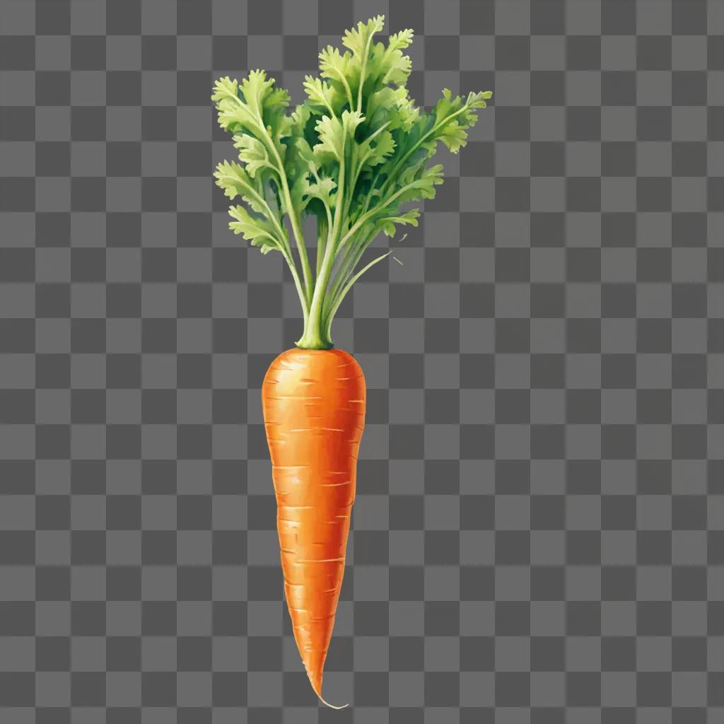 A beautiful carrot drawing with a green stem