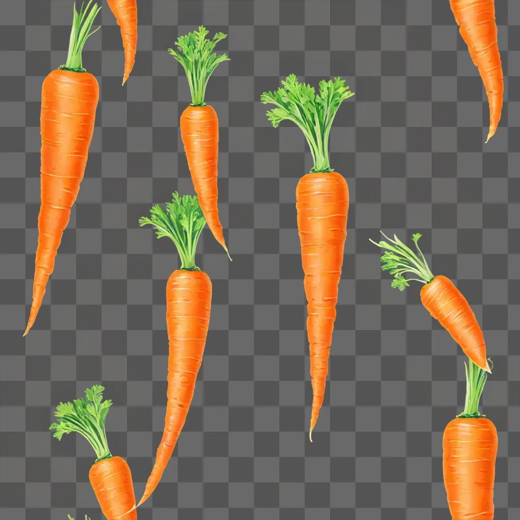 A beautiful carrot drawing with many carrots