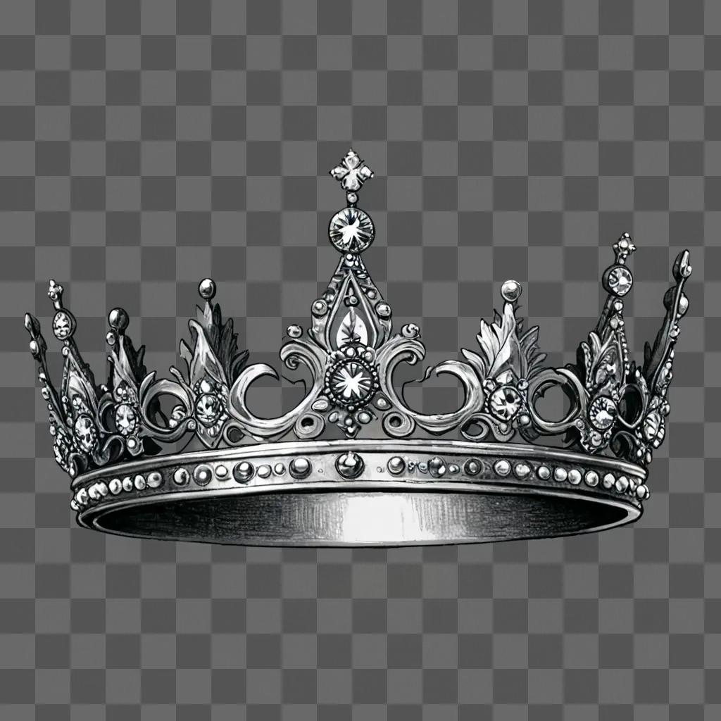 A beautiful crown drawing sits on a grey background