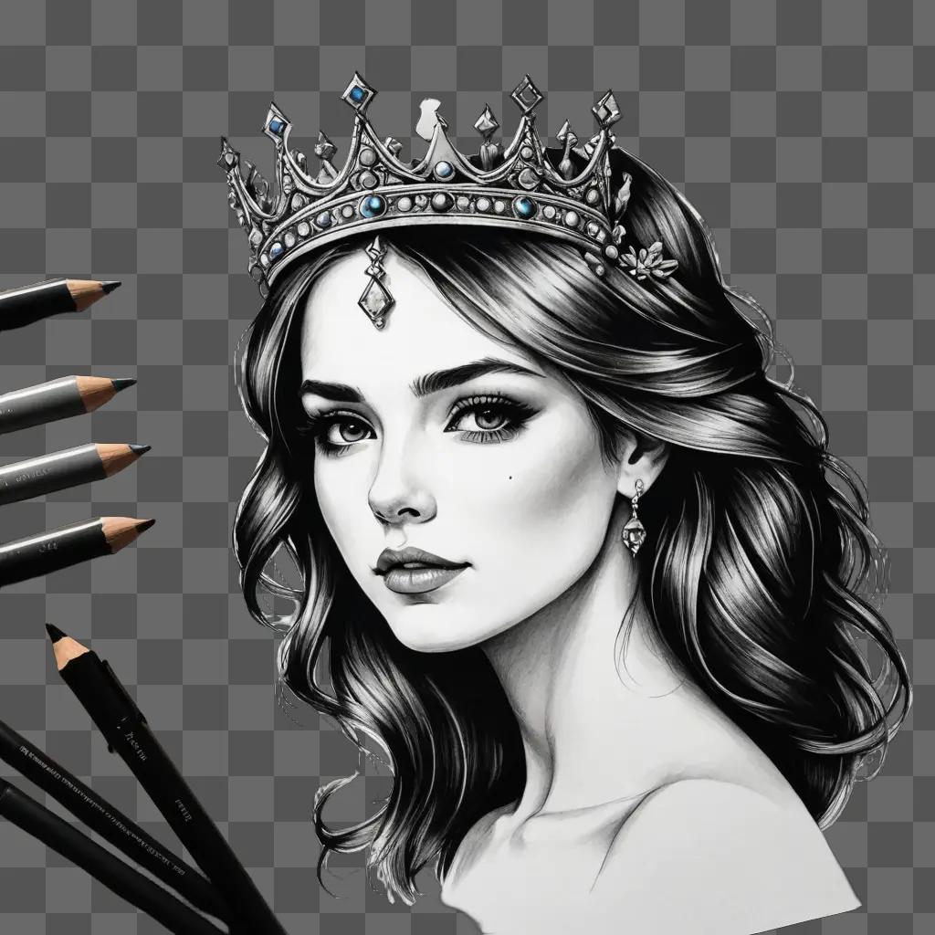 A beautiful crown drawing with a woman