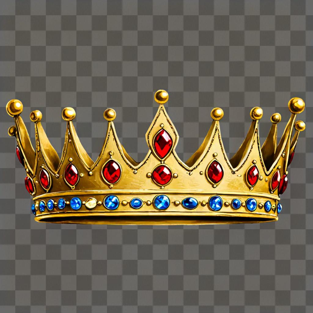 A beautiful crown drawing with golden and blue colors